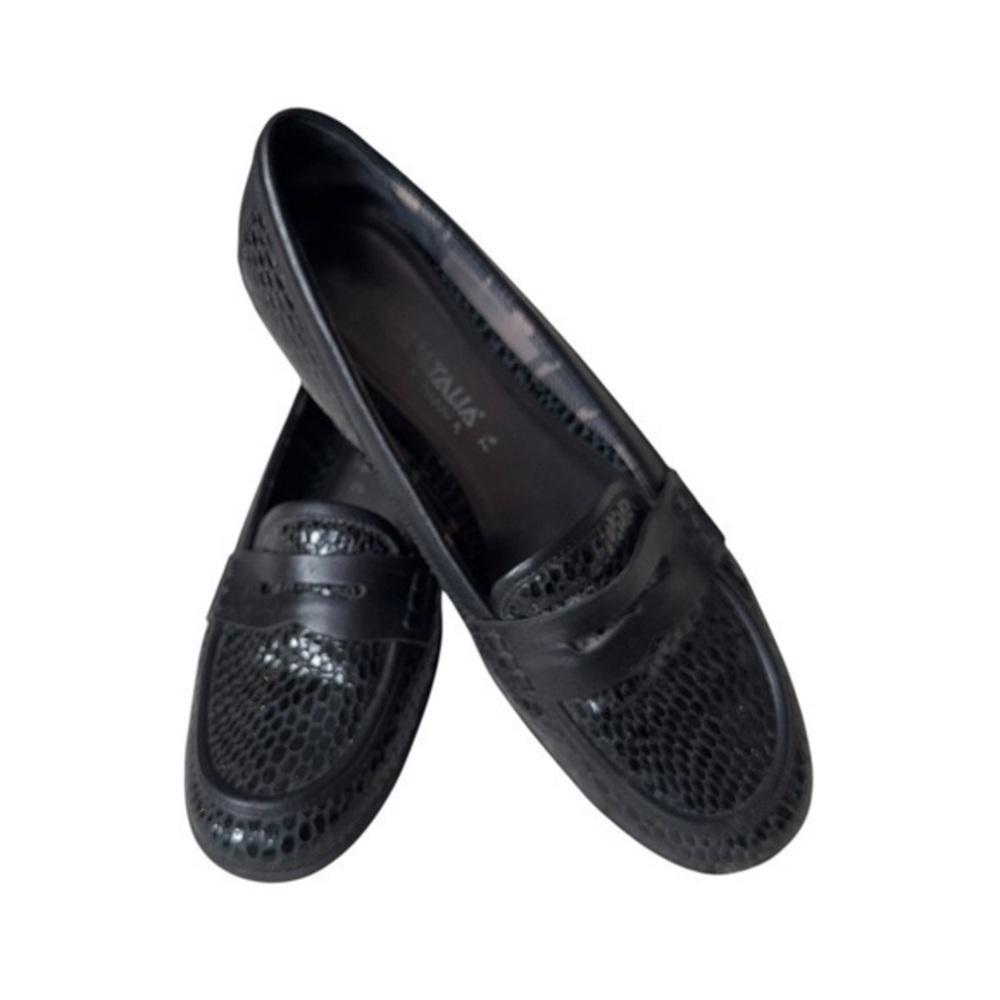 AQUATALIA Wacky Weatherproof Penny Loafer Embossed Croc Patent Leather Italy 7.5